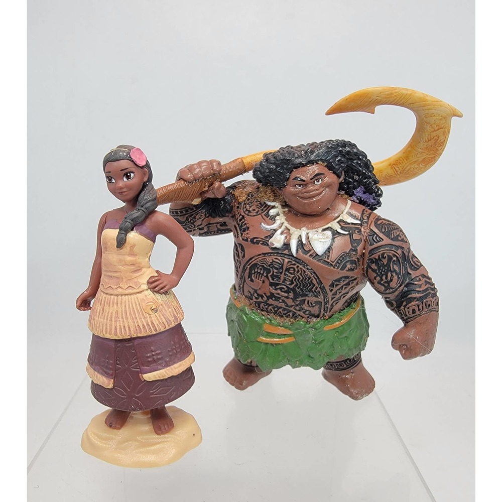 Disney Moana Maui & Jakks 4" Figure With Fish Hook Sculpted Toy